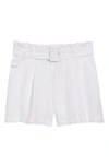 Vineyard Vines Belted Linen Shorts In White Cap
