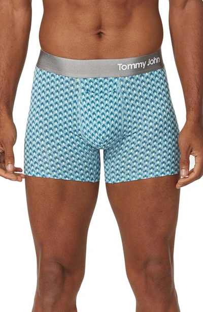 Tommy John Cool Cotton 4-inch Boxer Briefs In Arctic Checkered Pinstripe