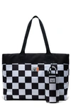 Herschel Supply Co Alexander Insulated Recycled Polyester Zip Tote And Bottle Holder In Black/ White Check