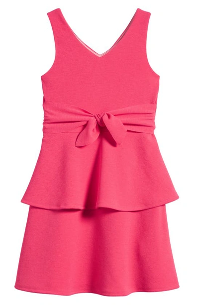 Ava & Yelly Kids' Sleeveless Knit Peplum Dress In Bright Coral