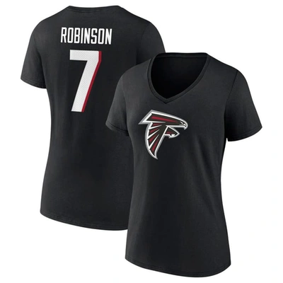 Fanatics Women's  Bijan Robinson Black Atlanta Falcons Icon Name And Number V-neck T-shirt