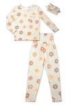 Everly Grey Baby Grey By  Charlie Fitted Two-piece Pajamas & Head Wrap Set In Daisies