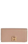 Chloé Marcie Leather Long Wallet In Woodrose 527