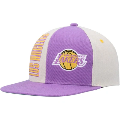 Mitchell & Ness Men's  Cream, Purple Los Angeles Lakers Hardwood Classics Pop Snapback Hat In Cream,purple
