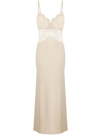 Staud Neutral Tara Cotton Lace Detail Dress In Neutrals