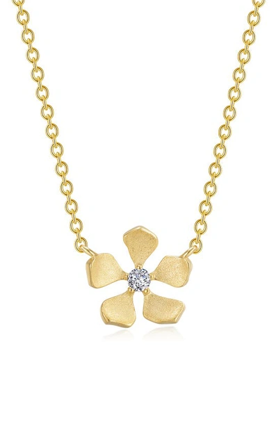 Lafonn Simulated Diamond Flower Pendant Necklace In Gold