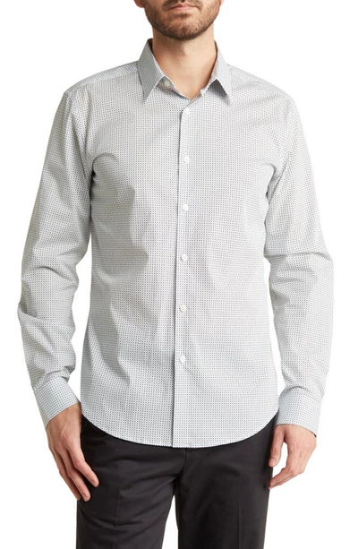 Theory Sylvain Stretch Button-up Shirt In White Multi