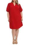 London Times Pebble Crepe Shift Dress In Red