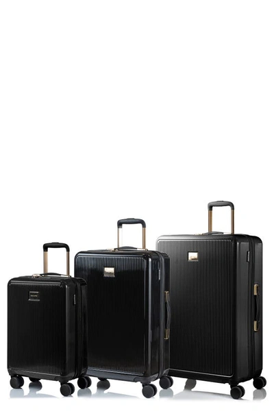 Champs Luxe 3-piece Hardshell Luggage Set In Black