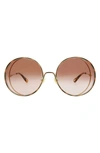 Chloé Novelty 61mm Round Sunglasses In Brown