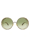 Chloé Novelty 61mm Round Sunglasses In Gold Green