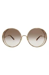 Chloé Novelty 61mm Round Sunglasses In Gold Brown