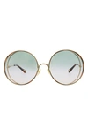 Chloé Novelty 61mm Round Sunglasses In Blue Gold