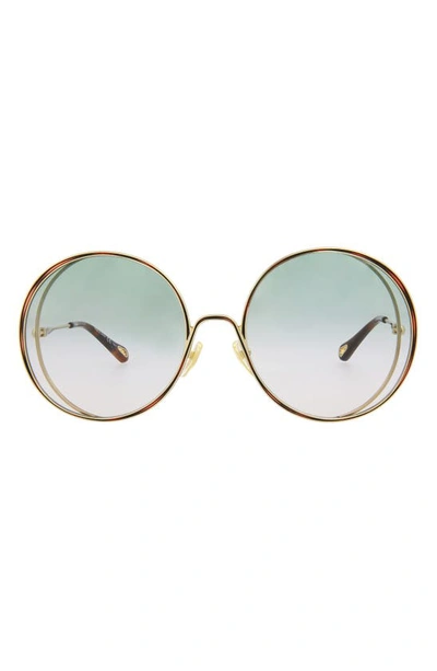 Chloé Novelty 61mm Round Sunglasses In Blue Gold