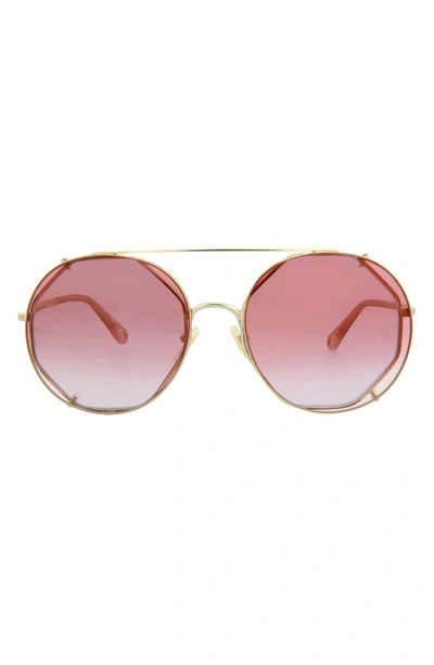 Chloé Novelty 57mm Aviator Sunglasses In Gold