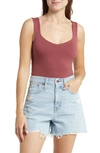 Free People Clean Lines Bodysuit In Nutmeg