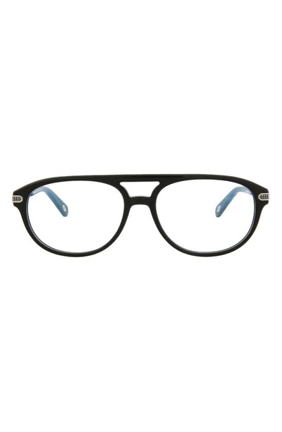 Brioni Novelty 56mm Aviator Optical Glasses In Black Transparent