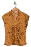 Dr2 By Daniel Rainn Ruched Satin Blouse In Curry