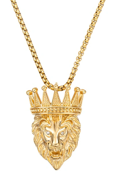 Eye Candy Los Angeles Premium Collection Arthur Lion Head Pendant Necklace In Gold