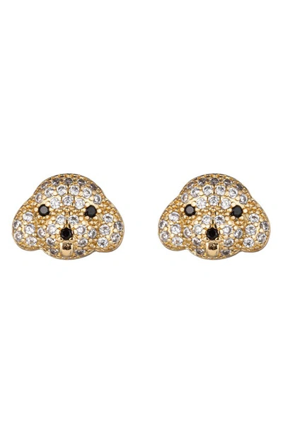 Eye Candy Los Angeles Pavé Cubic Zirconia Dog Stud Earrings In Gold