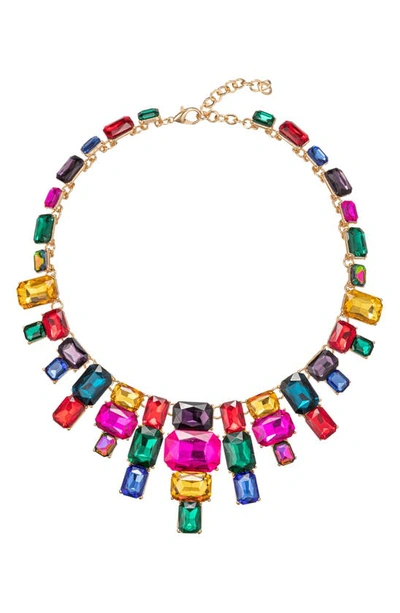 Eye Candy Los Angeles Jamie Rainbow Crystal Statement Necklace In Pink