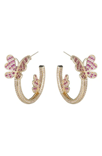 Eye Candy Los Angeles Mia Cz Butterfly Hoop Earrings In Gold