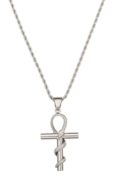 Eye Candy Los Angeles Premium Collection Snake Cross Pendant Necklace In Metallic