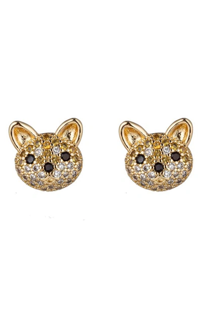 Eye Candy Los Angeles Fox Cz Stud Earrings In Gold