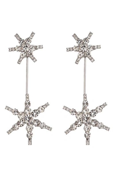 Eye Candy Los Angeles North Star Crystal Statement Drop Earrings In Silver