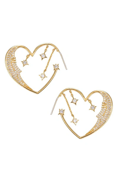 Eye Candy Los Angeles Moon & Star Heart Hoop Earrings In Gold