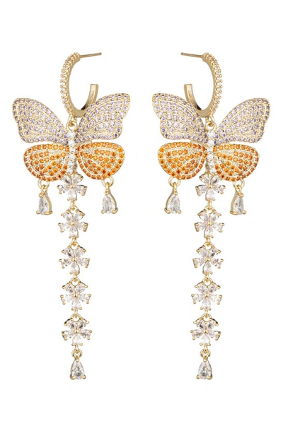 Eye Candy Los Angeles Giorgia Butterfly Cz Drop Earrings In Gold