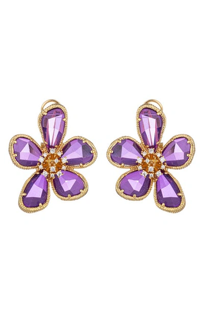 Eye Candy Los Angeles Kobal Flower Drop Earrings In Purple