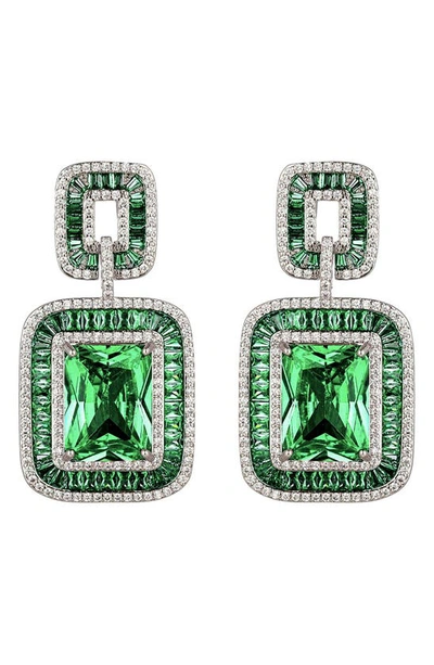 Eye Candy Los Angeles Lea Cz Statement Drop Earrings In Green