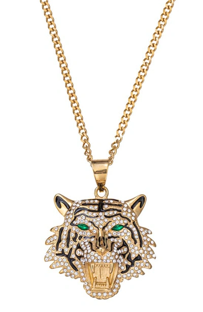 Eye Candy Los Angeles Premium Collection Tiger Head Pendant Necklace In Gold