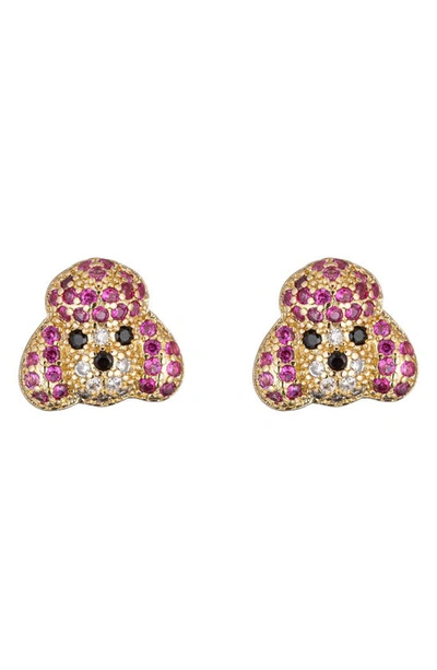Eye Candy Los Angeles Poodle Cz Stud Earrings In Gold