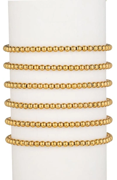 Eye Candy Los Angeles Elisa Set Of 6 Beaded Stretch Bracelets In Gold