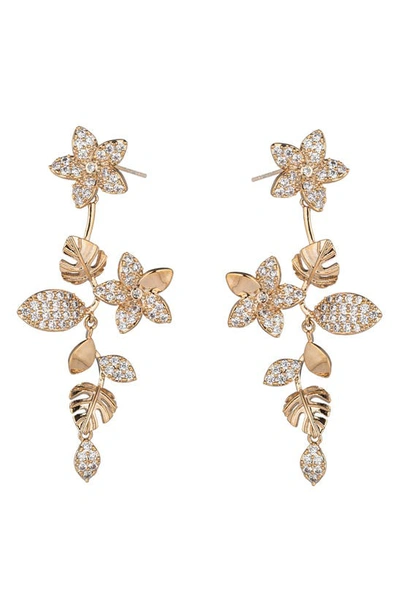 Eye Candy Los Angeles Noah Cz Floral Drop Earrings In Gold