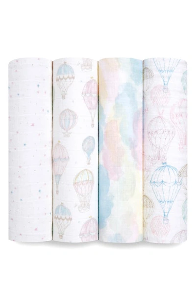 Aden + Anais 4-pack Classic Swaddling Cloths In Above The Clouds Pink