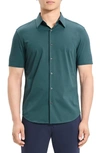 Theory Irving Short Sleeve Button-up Shirt In Cypress - Twi