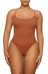 Skims Fits Everybody Lace Cami Bodysuit In Bronze
