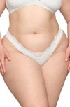 Skims Fits Everybody Lace Trim Dipped Thong In Marble