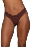 Skims Fits Everybody Lace Trim Dipped Thong In Cocoa