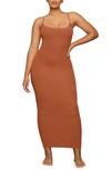 Skims Fits Everybody Lace Trim Long Slipdress In Bronze