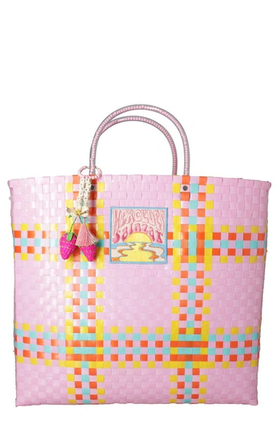Mercedes Salazar Ocaso Large Woven Tote In Pink