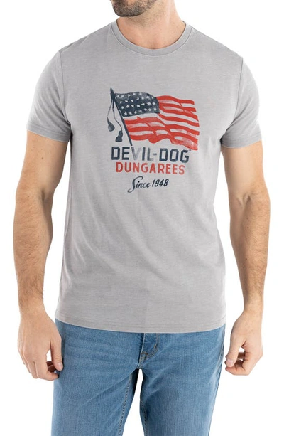 Devil-dog Dungarees Flag Forward Graphic T-shirt In Heather Storm