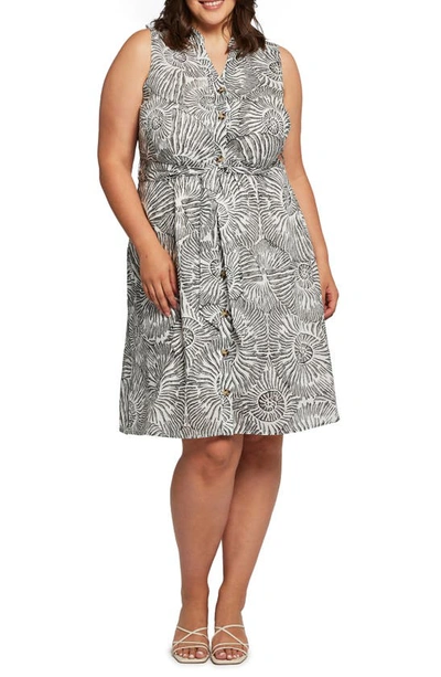 Estelle Nautilus Sleeveless Cotton Shirtdress In Print