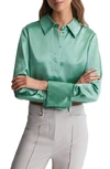 Reiss Haley Silk Button-up Shirt In Aqua