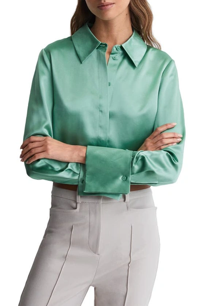 Reiss Haley Silk Button-up Shirt In Aqua