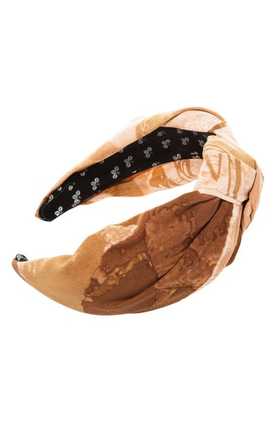L Erickson Mara Knot Headband In Brown