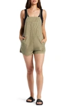 Roxy Fresh Set Cotton Blend Shortalls In Deep Lichen Green